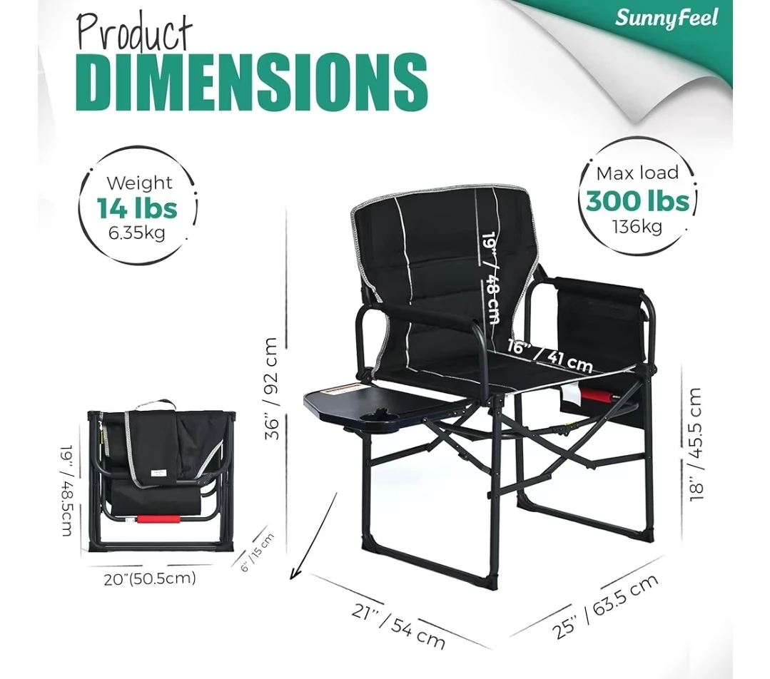 SunnyFeel Folding Camping Chair with Side Table - photo 2