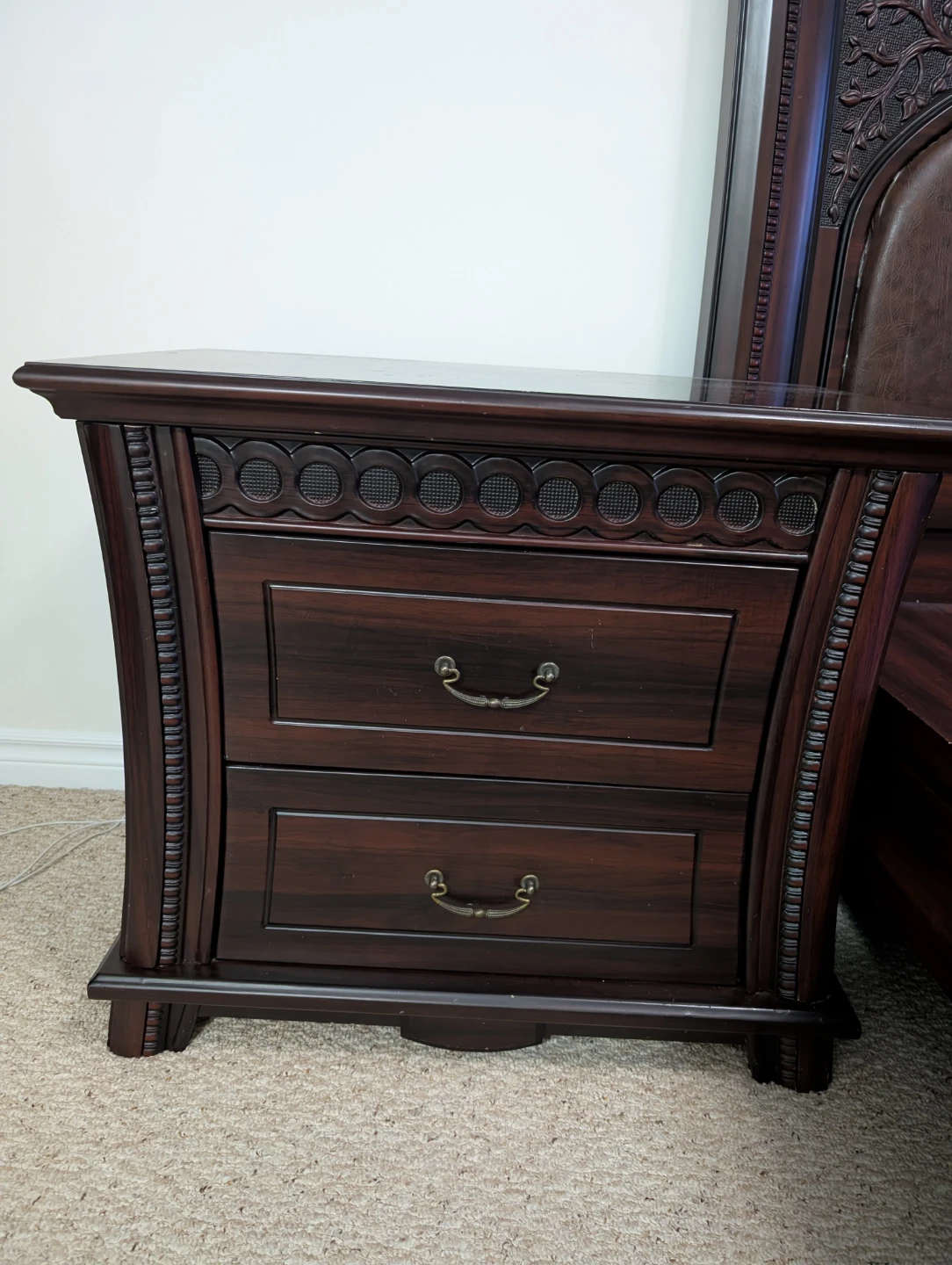 Dark Wood Bedroom Set - Dresser, Bed Frame & Nightstands - photo 5