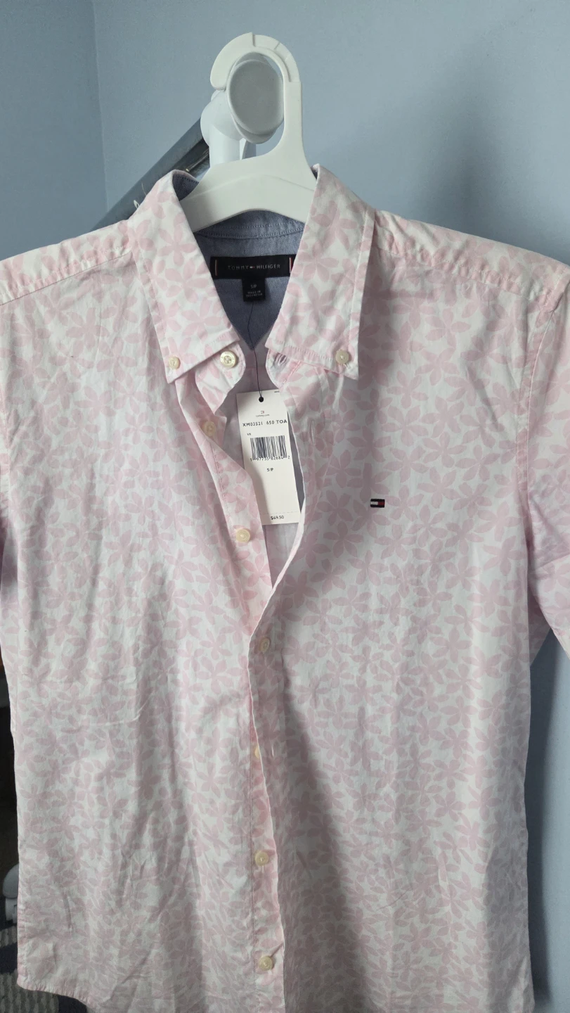 Tommy Hilfiger Pink Floral Short Sleeve Button-Up Shirt