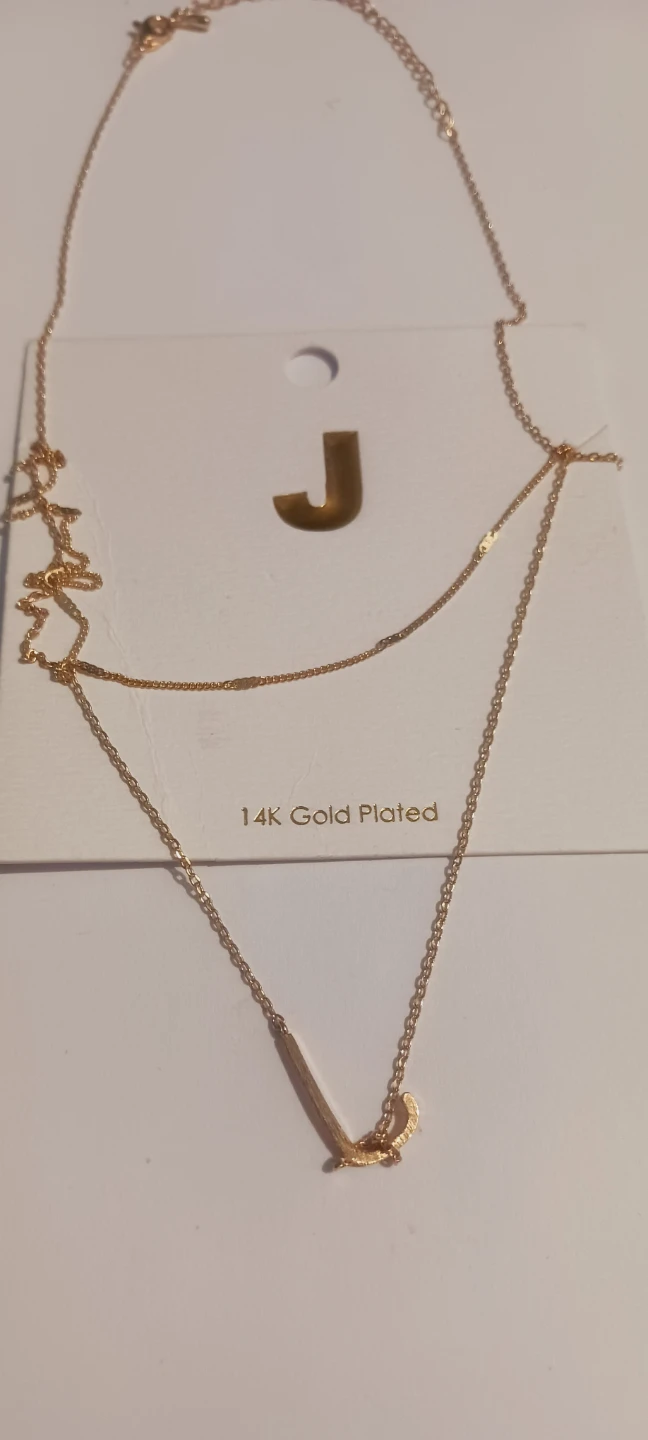 NEW !! 14K Gold Plated J PENDANT Layered Necklace