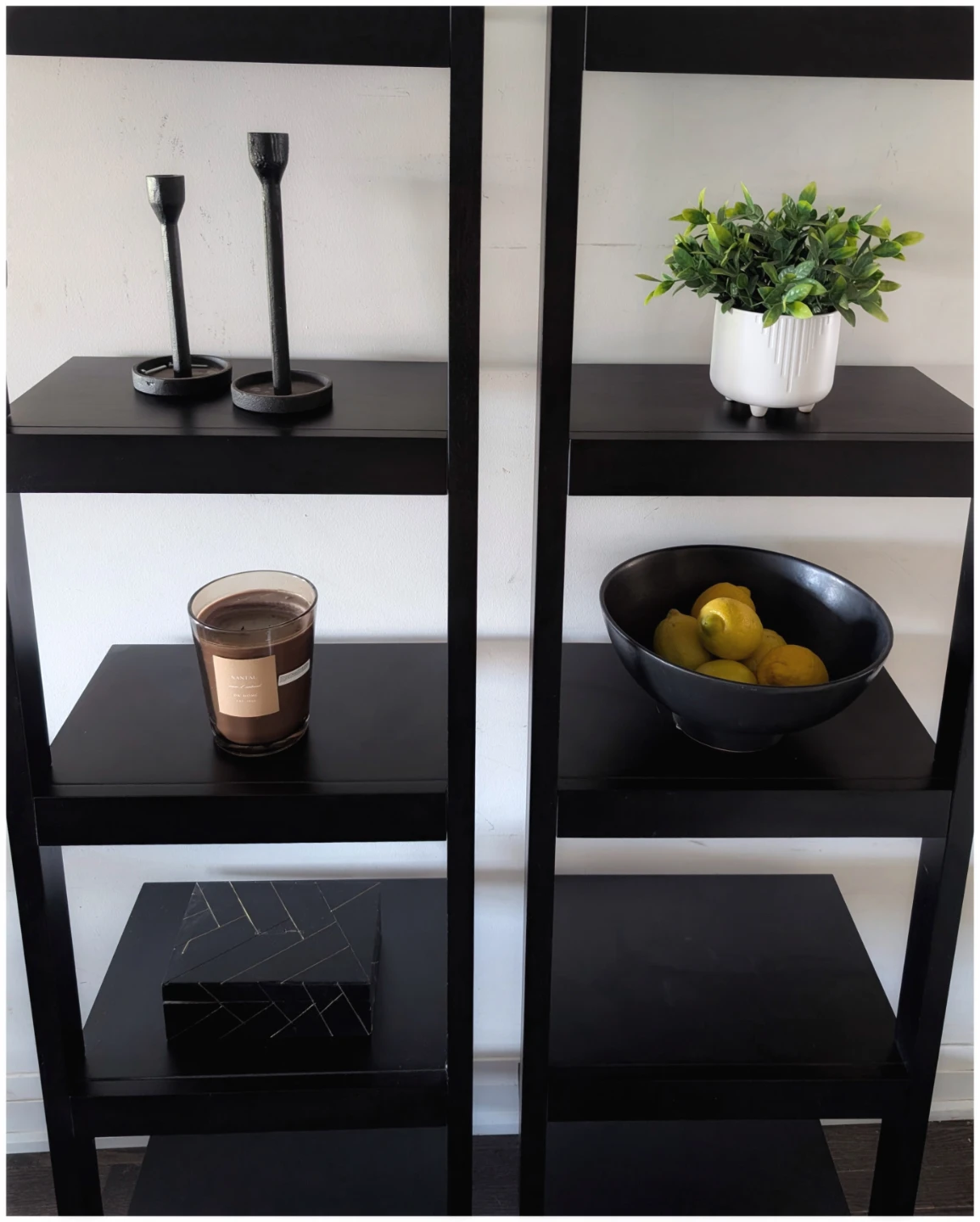 Crate and Barrel leaning shelves