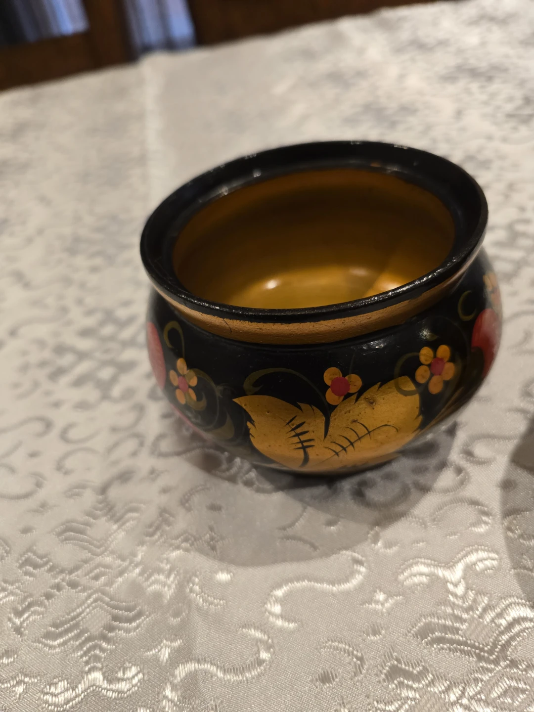 Hand-Painted Wooden Bowl