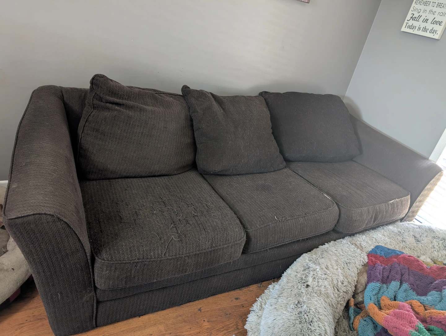 Brown Three-Seater Sofa