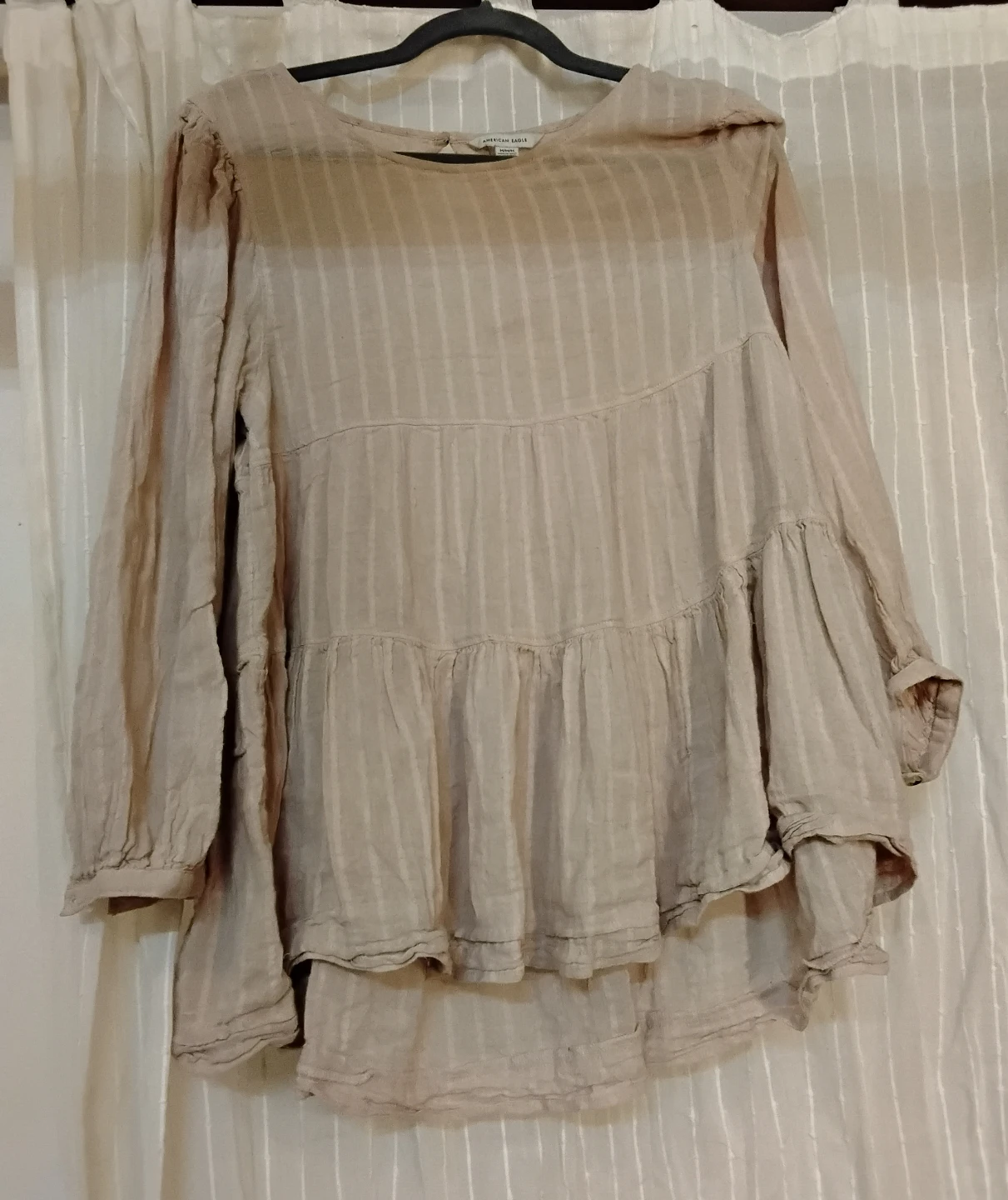 American Eagle Beige Striped Blouse