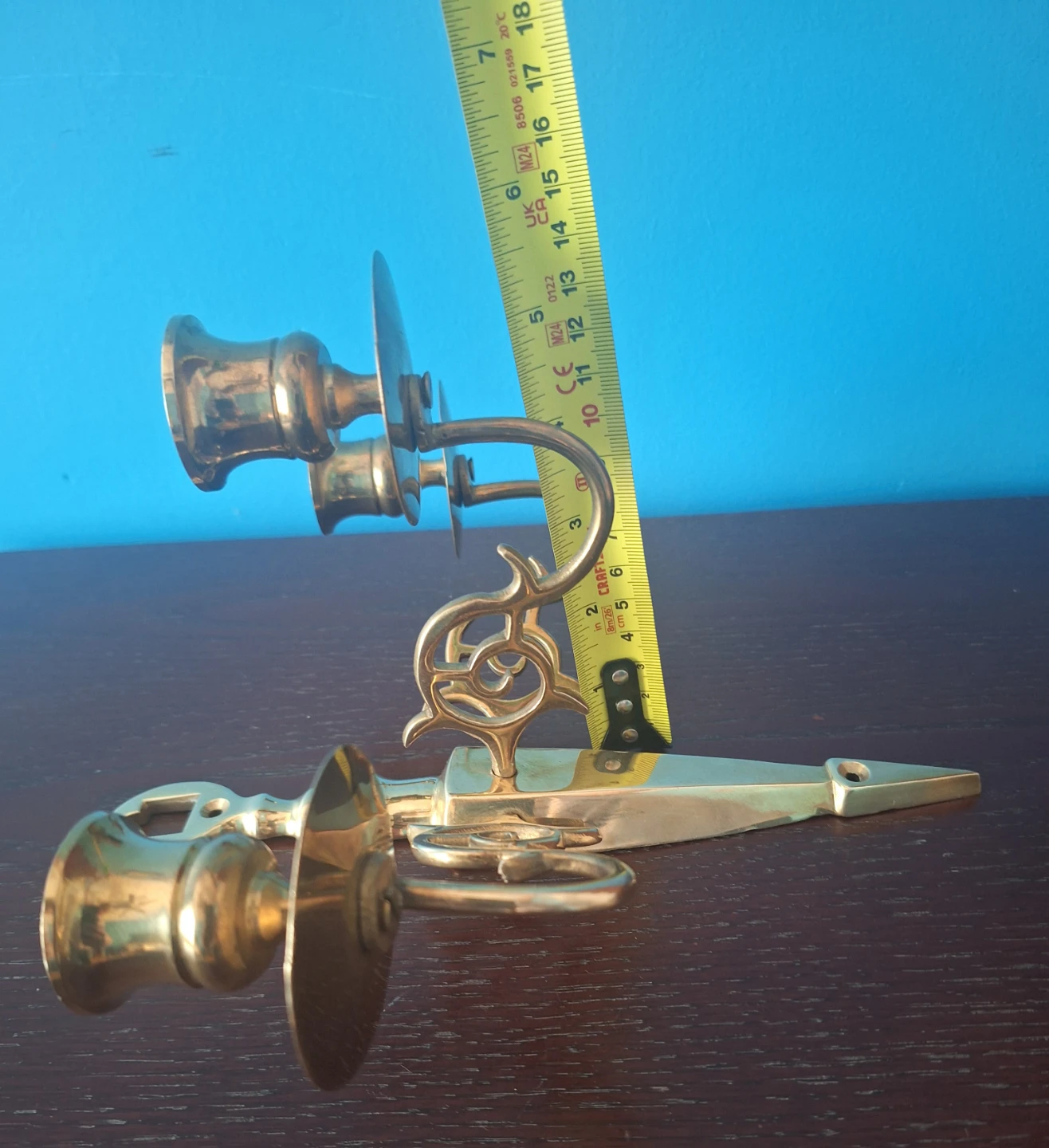 Pair of vintage Brass Wall Sconce Candlestick Holders - photo 5