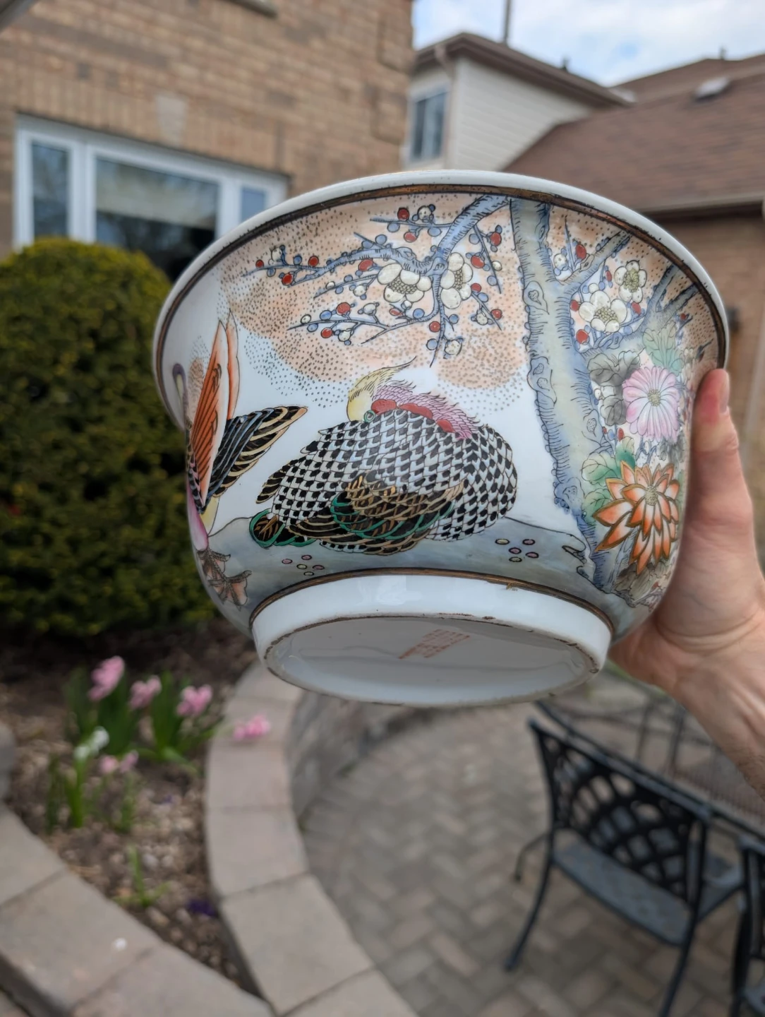 Chinese Macau porcelain  Bowl with Bird and Floral Design - photo 3