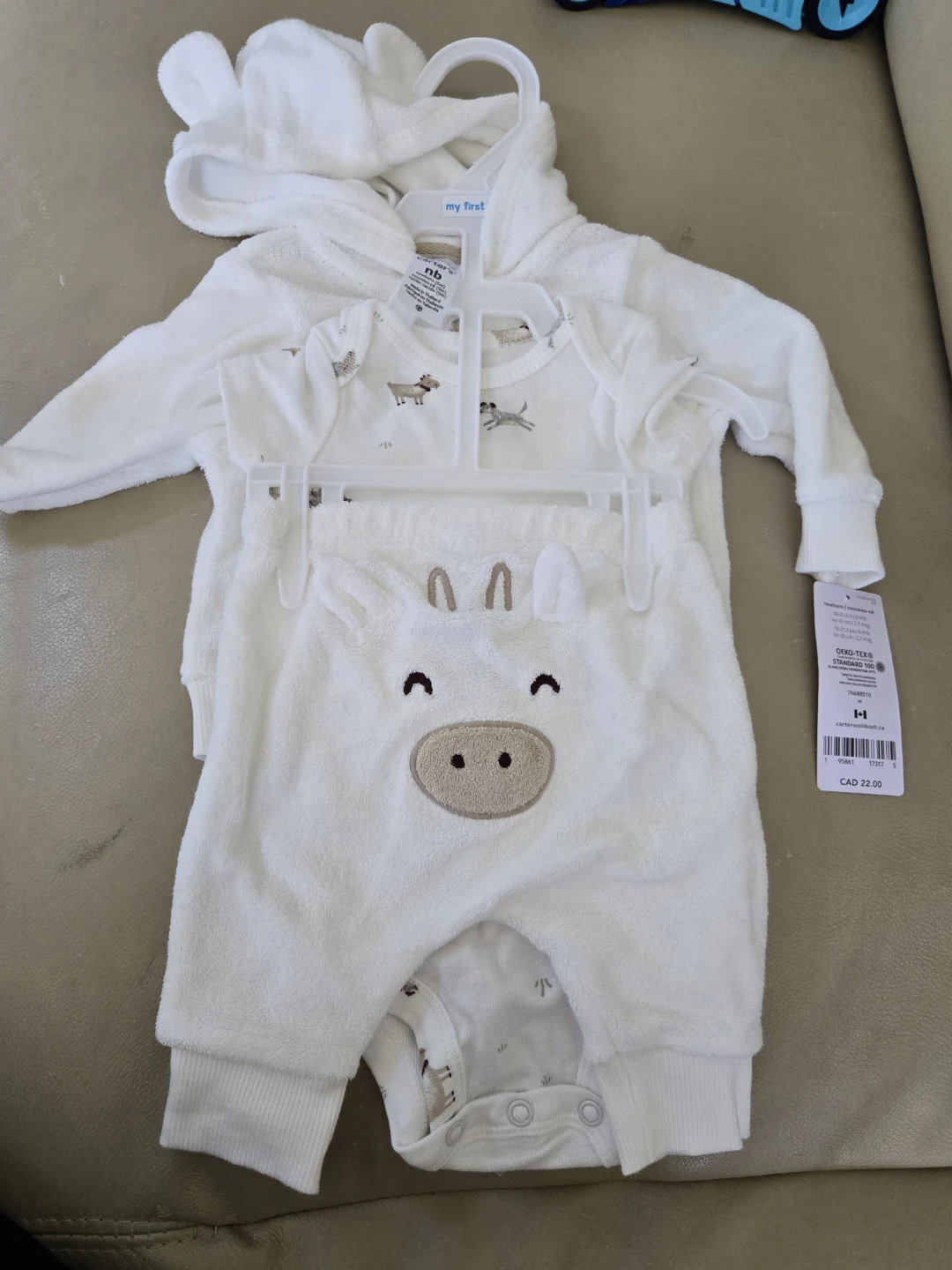 My First Carter's Baby Girl's "Nb" White Fleece Outfit