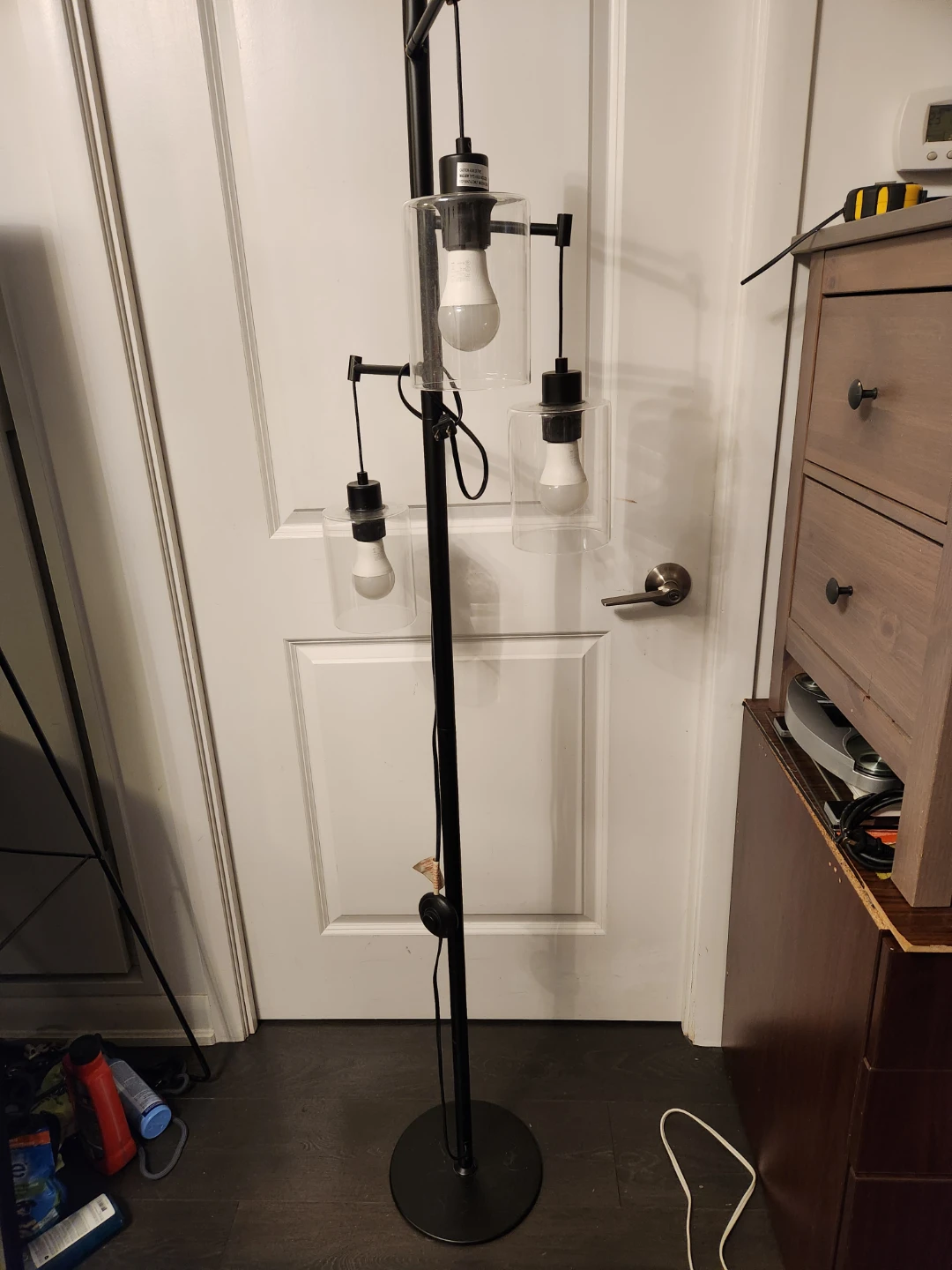 Black 3-Light Floor Lamp with Clear Glass Shades
