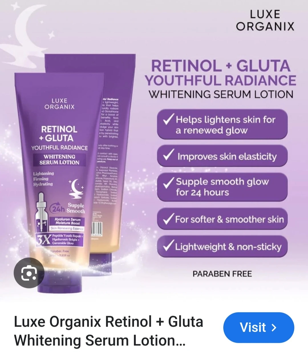 Luxe Organix Retinol + Gluta serum