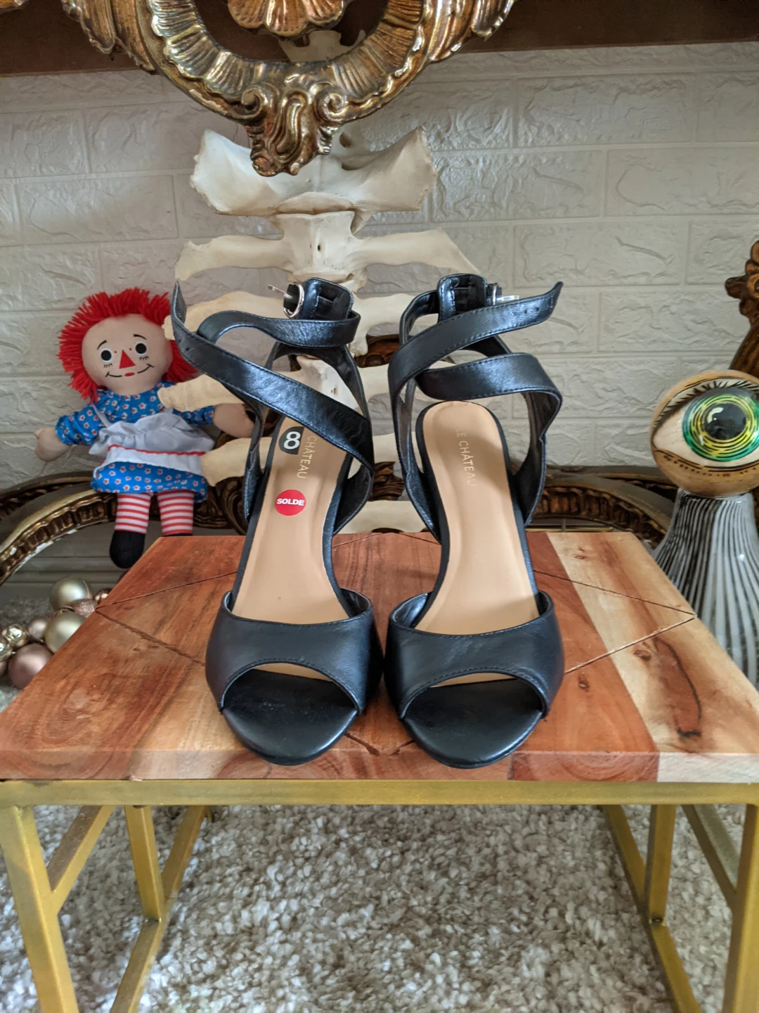 Le Château Black Strappy Heels Size 8