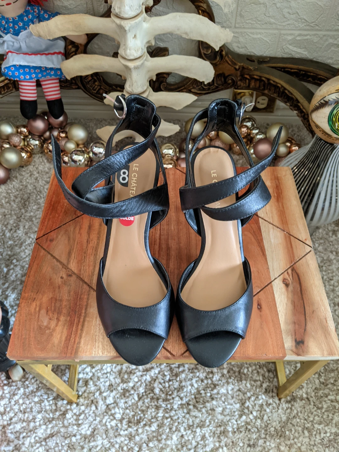 Le Château Black Strappy Heels Size 8 - photo 2