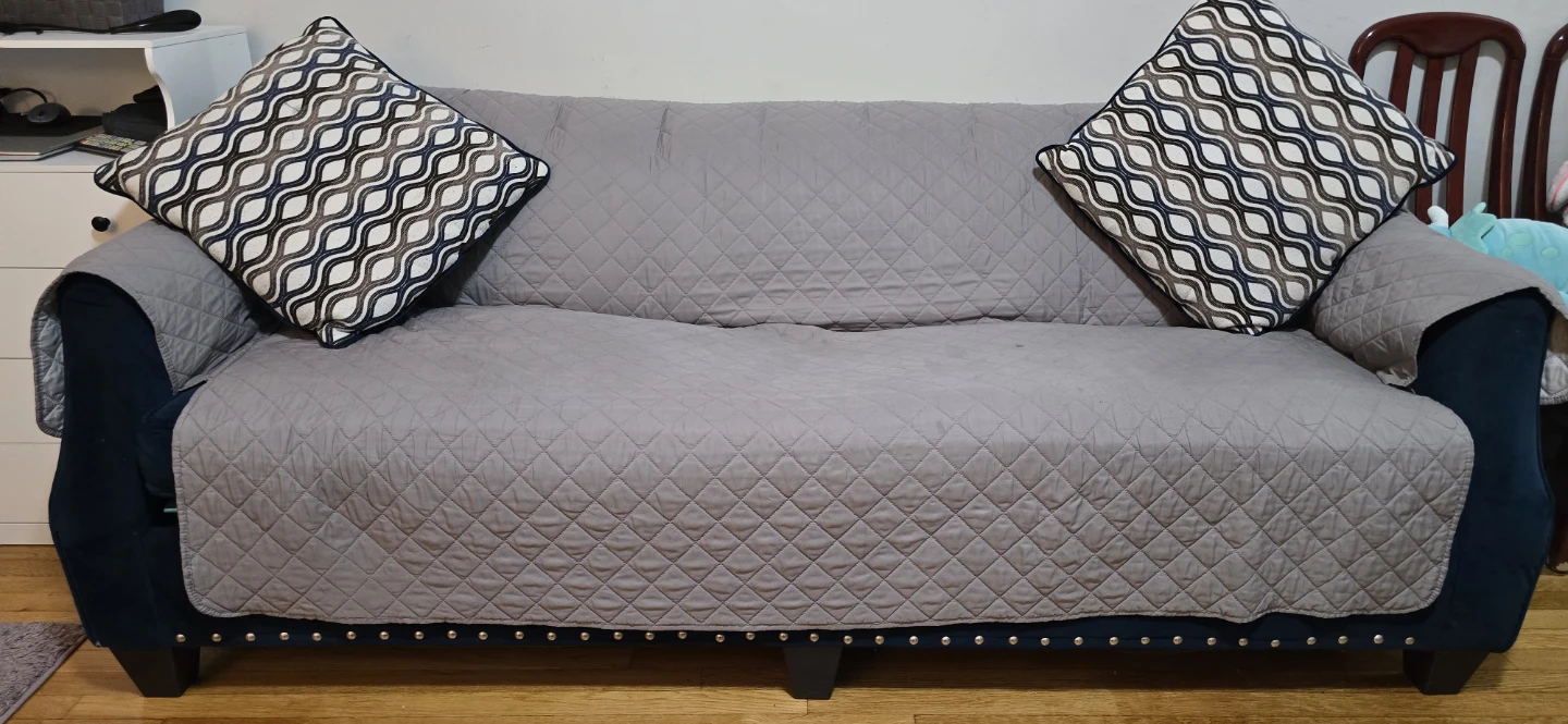 Navy Blue Tufted Sofa with Nailhead Trim - photo 3