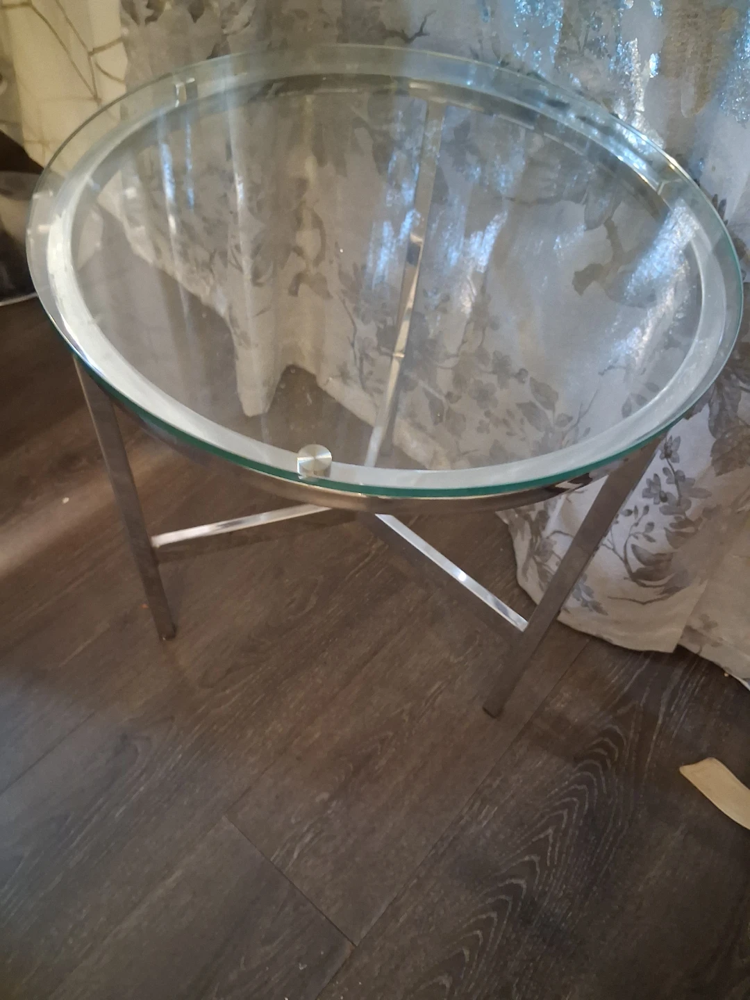 Glass Top End Table with Metal Frame - photo 2