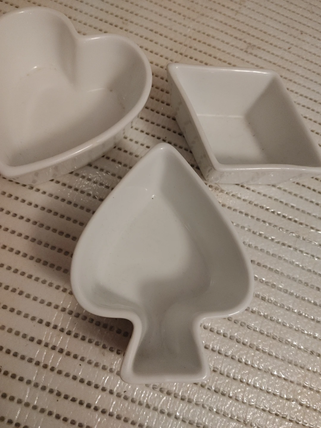 3 Ceramic Playing Card dipping bowls