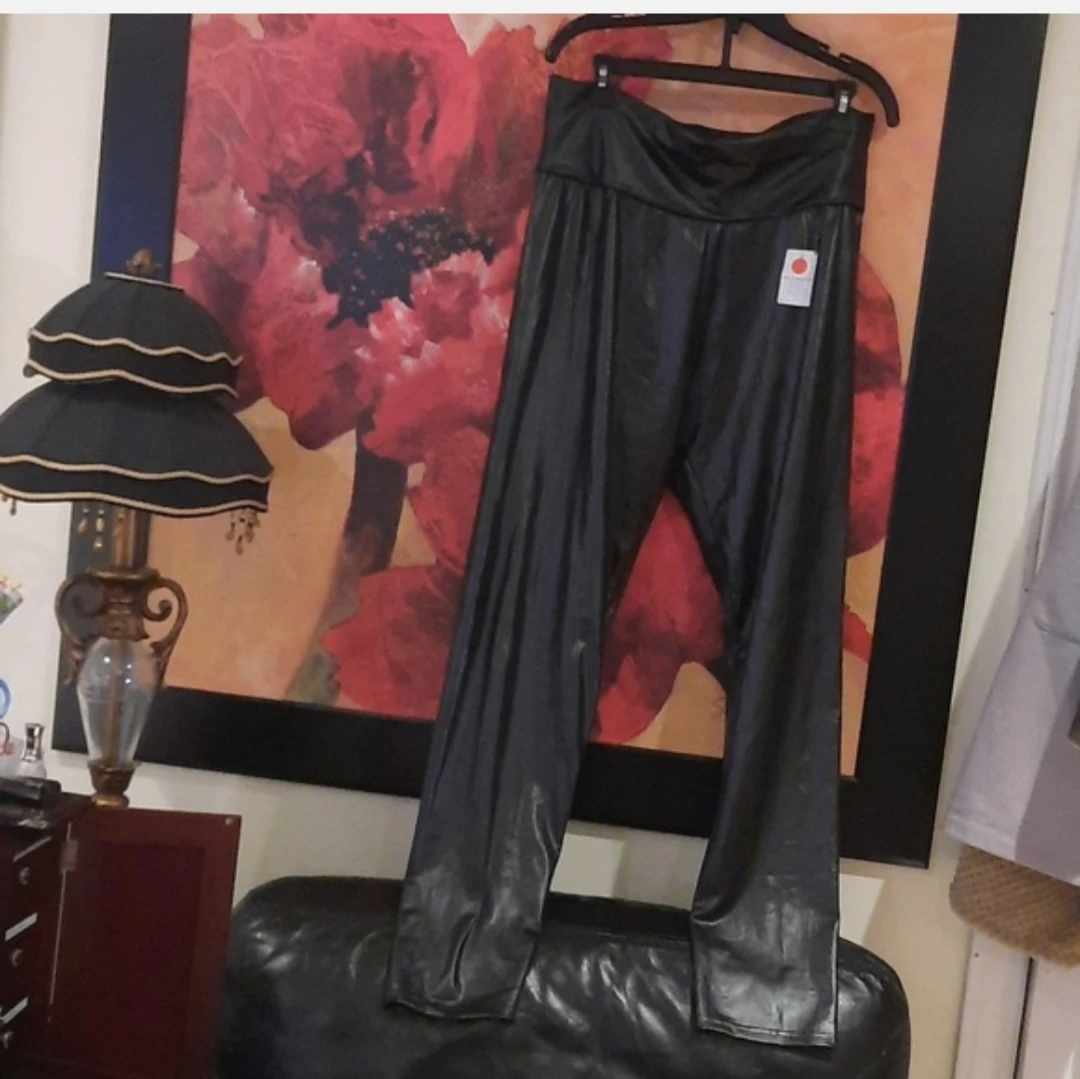 NWT Black Faux Leather Pants plus size 3X