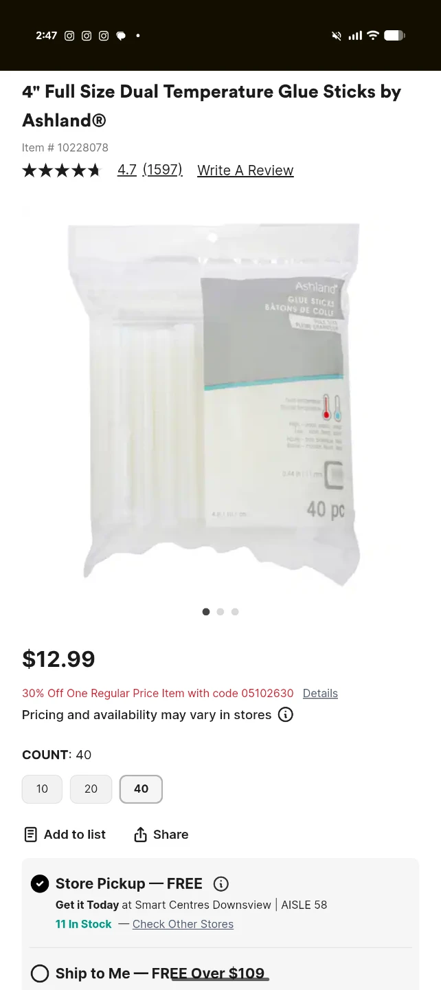 Ashland glue gun refills 40pc - photo 3