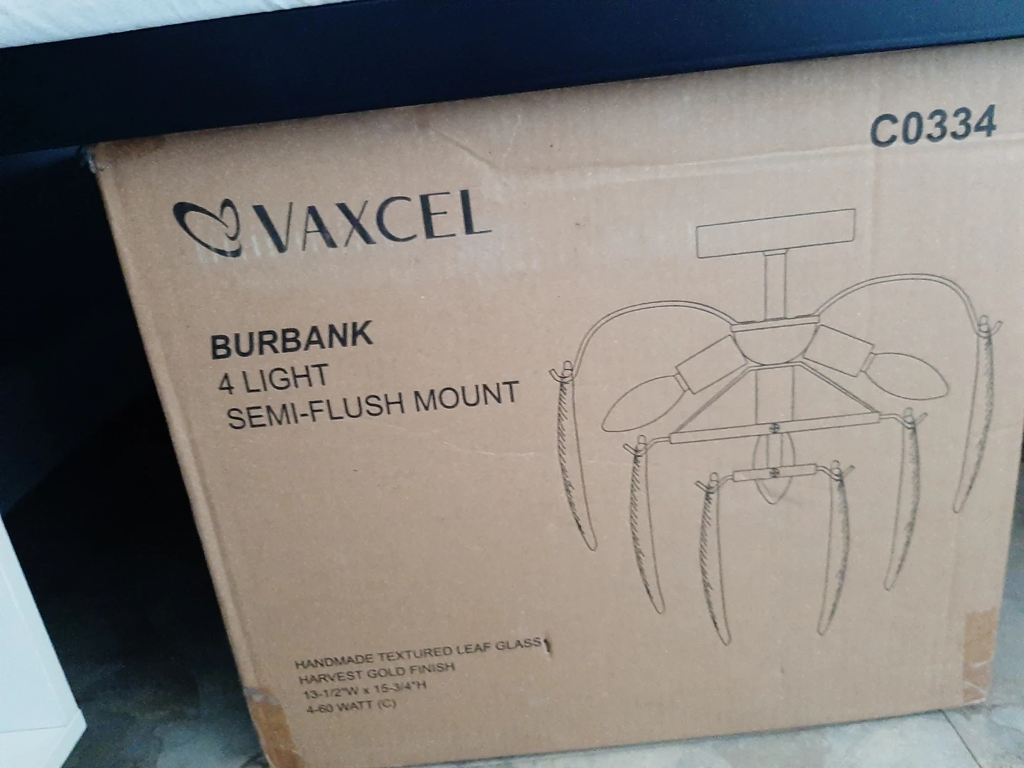 Vaxcel Burbank 4 Light Semi-Flush Mount Chandelier