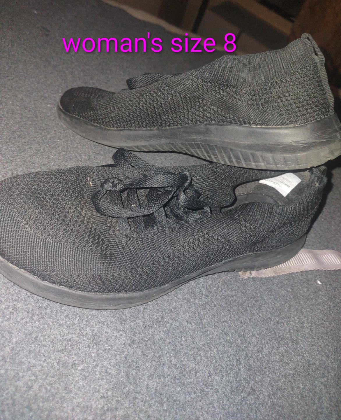 Black Knit Sneakers - Woman's Size 8