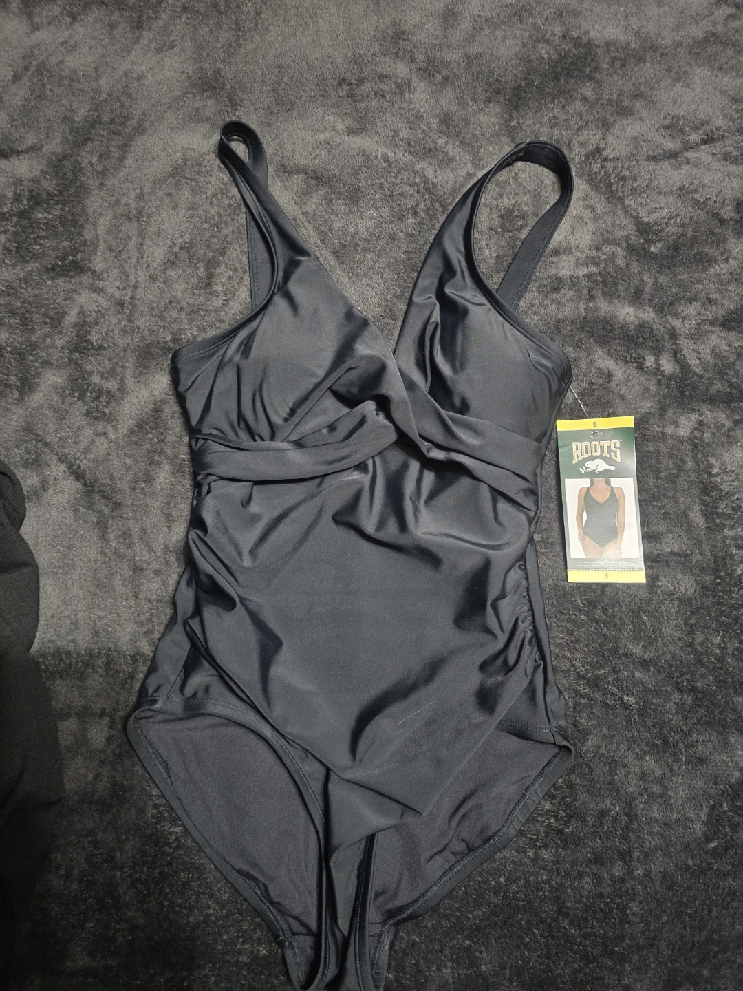 Roots Black One-Piece Swimsuit Size 6