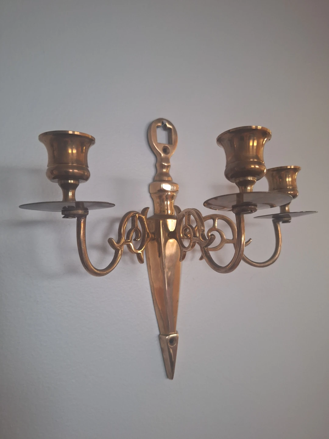 Pair of vintage Brass Wall Sconce Candlestick Holders - photo 2