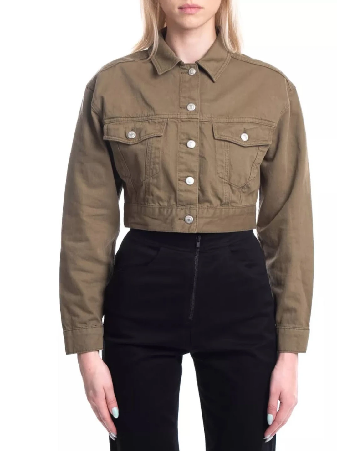 Topshop Women's Green Denim Jacket Size M