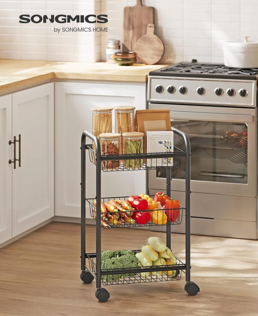 SONGMICS 3-Tier Rolling Storage Cart