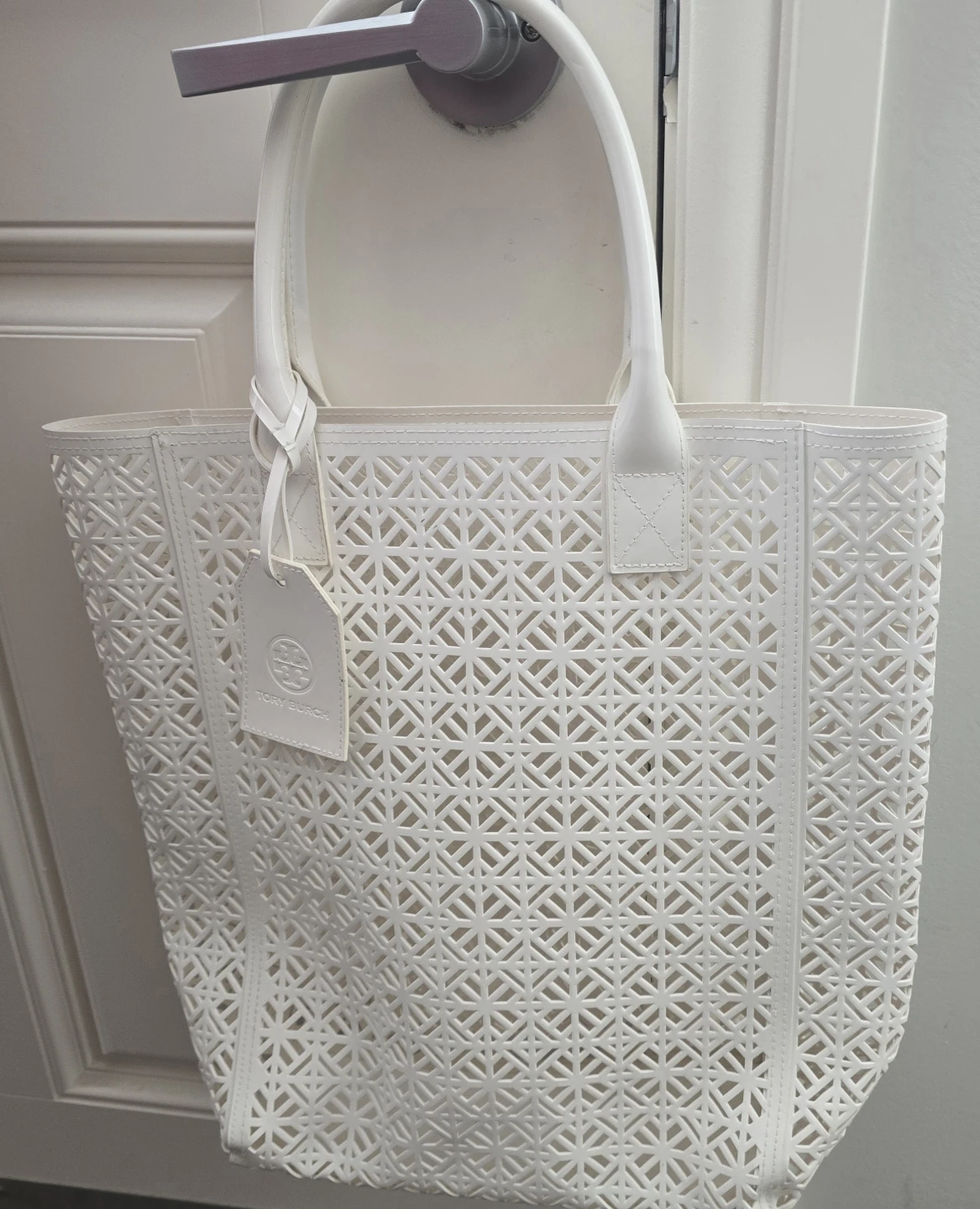 Tory Burch White Perforated Tote Bag - photo 2