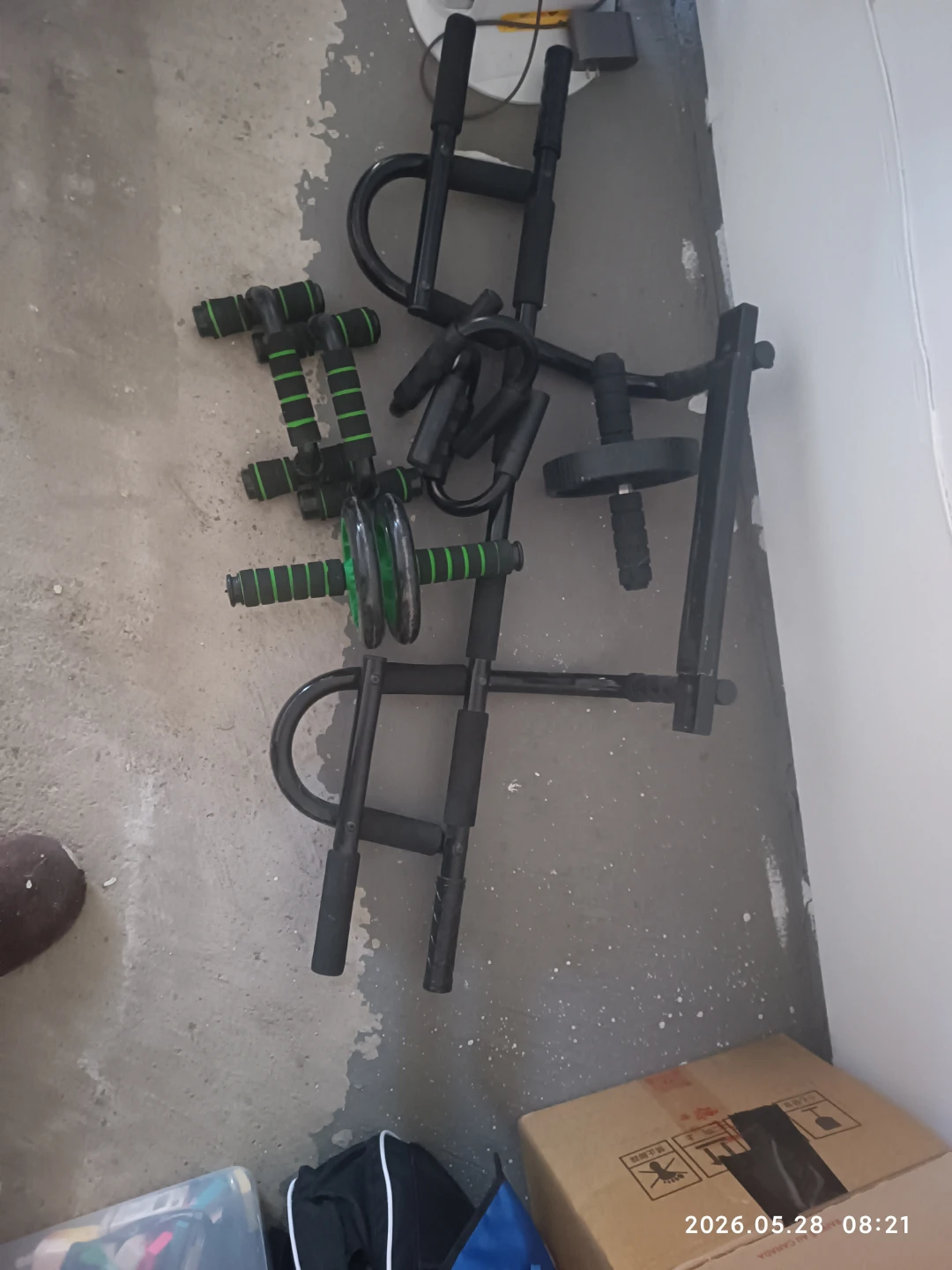 Home Gym Equipment Set - Pull Up Bar, Ab Roller, Push Up Bars