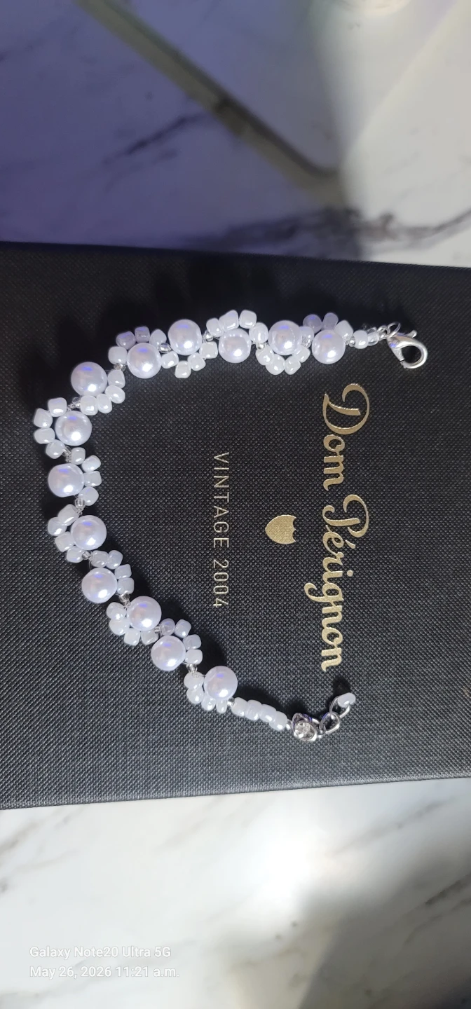 White Faux Pearl & Bead Bracelet