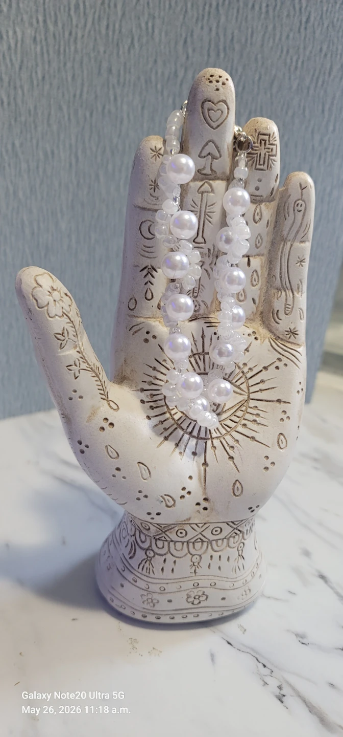 White Faux Pearl & Bead Bracelet - photo 2
