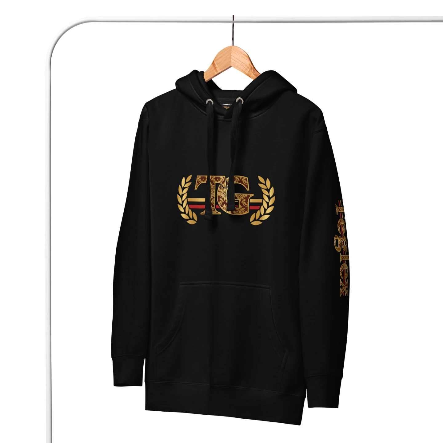 Black Designer Heavy TG Pullover Hoodie
