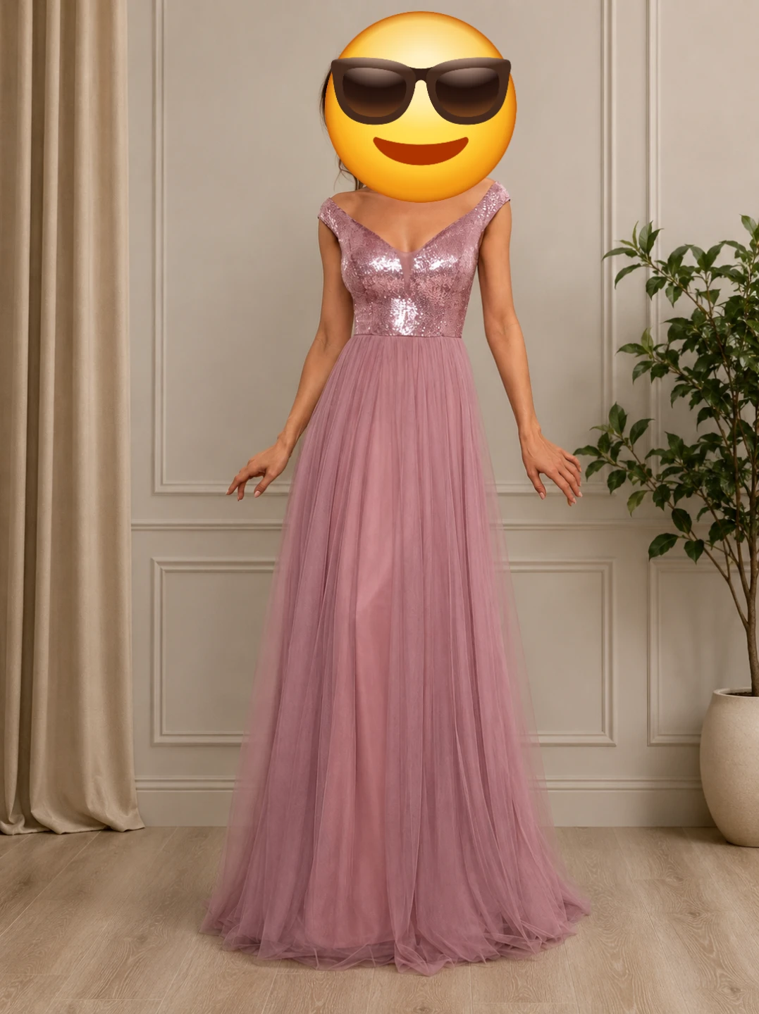 Sparkly Pink Tulle Maxi Dress