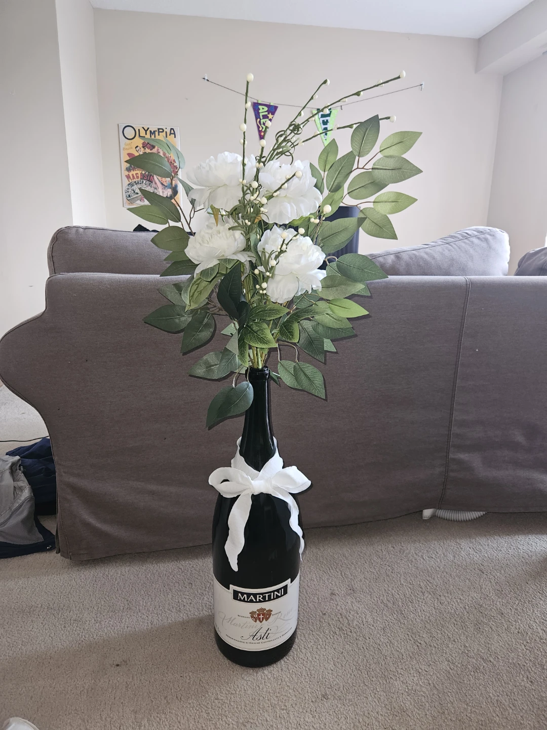 6L Martini Asti Bottle with Faux Flowers