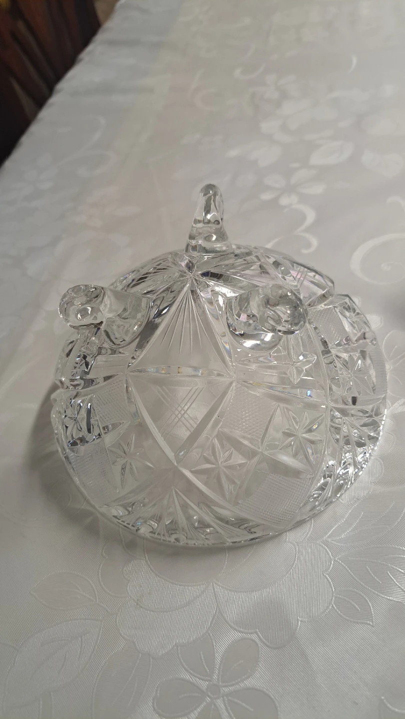 Big Vintage Crystal Candy Dish with Lid - photo 5