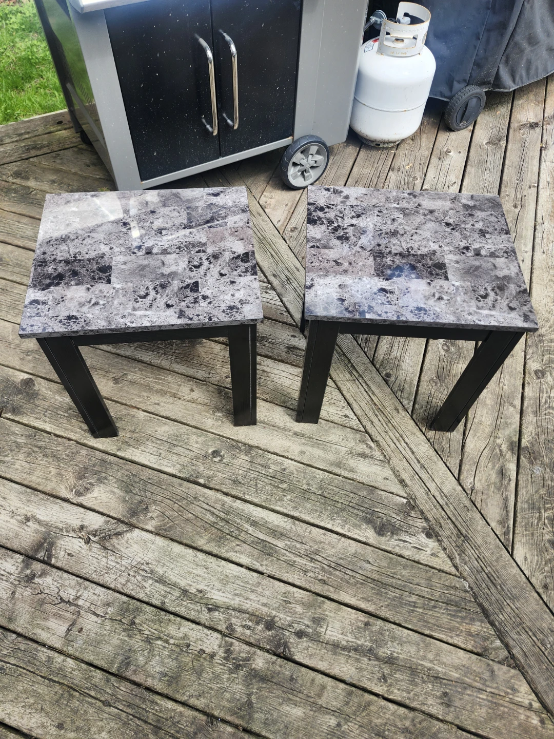 Set of 2 Marble-look Top Side Tables - photo 3
