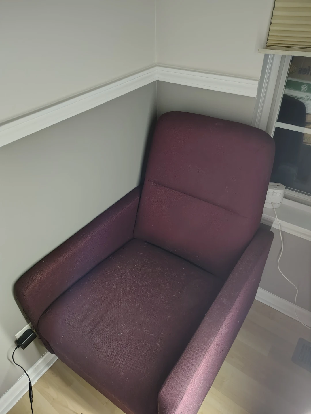 Recliner Armchair - Burgundy Fabric