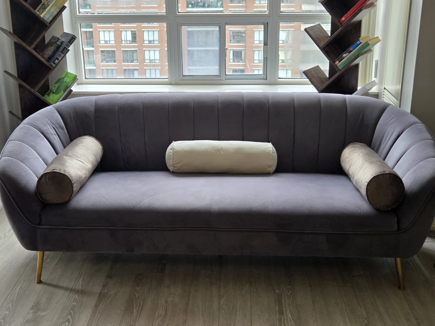 Velvet Sofa with Gold Legs