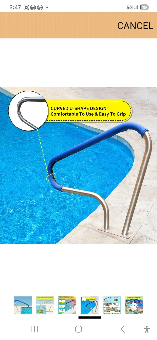 Inground Pool Handrail - 39x32in Stainless Steel - photo 4