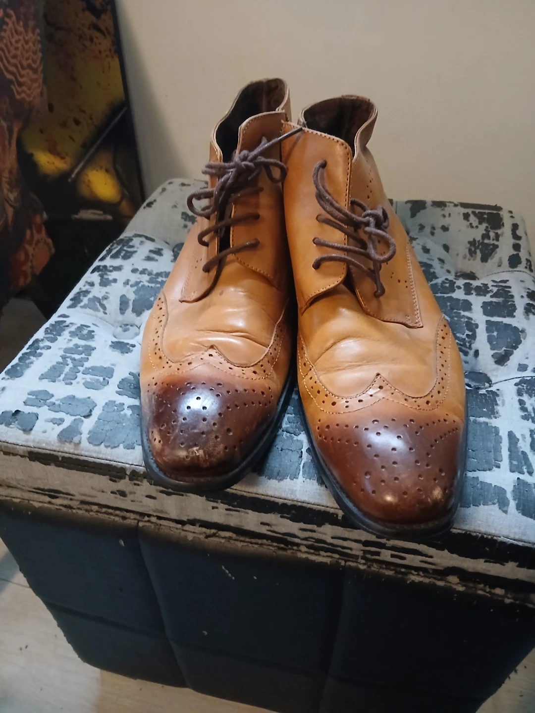 Gucci Men's Brown Leather Wingtip Ankle Boots