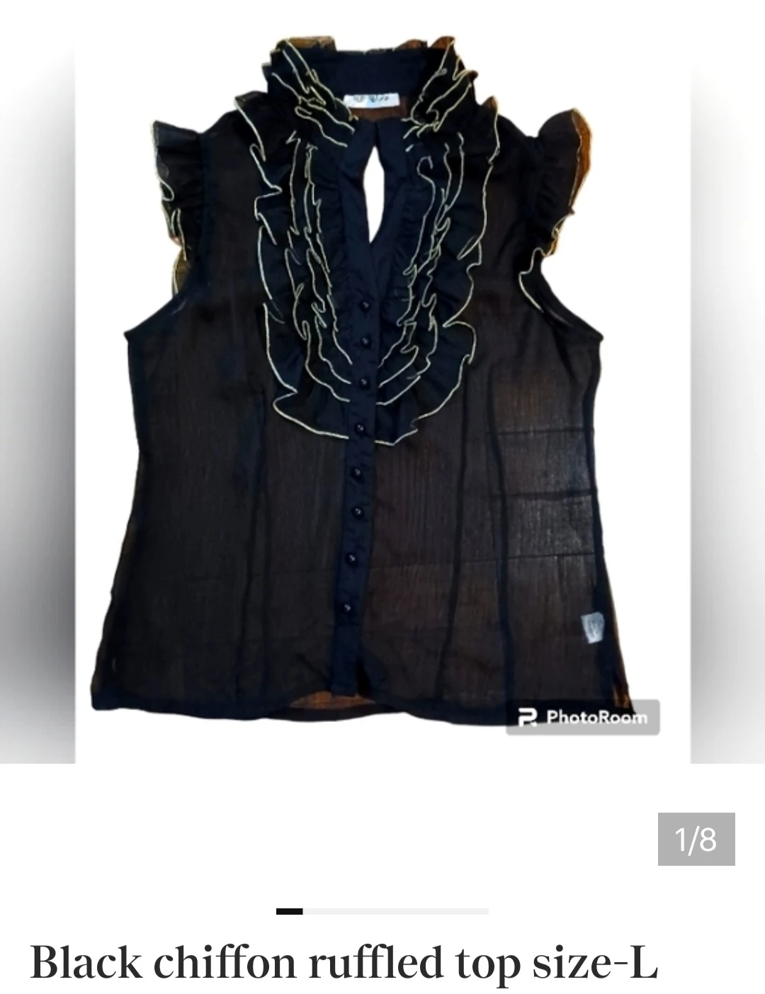 Black Chiffon Ruffled Top - Size L