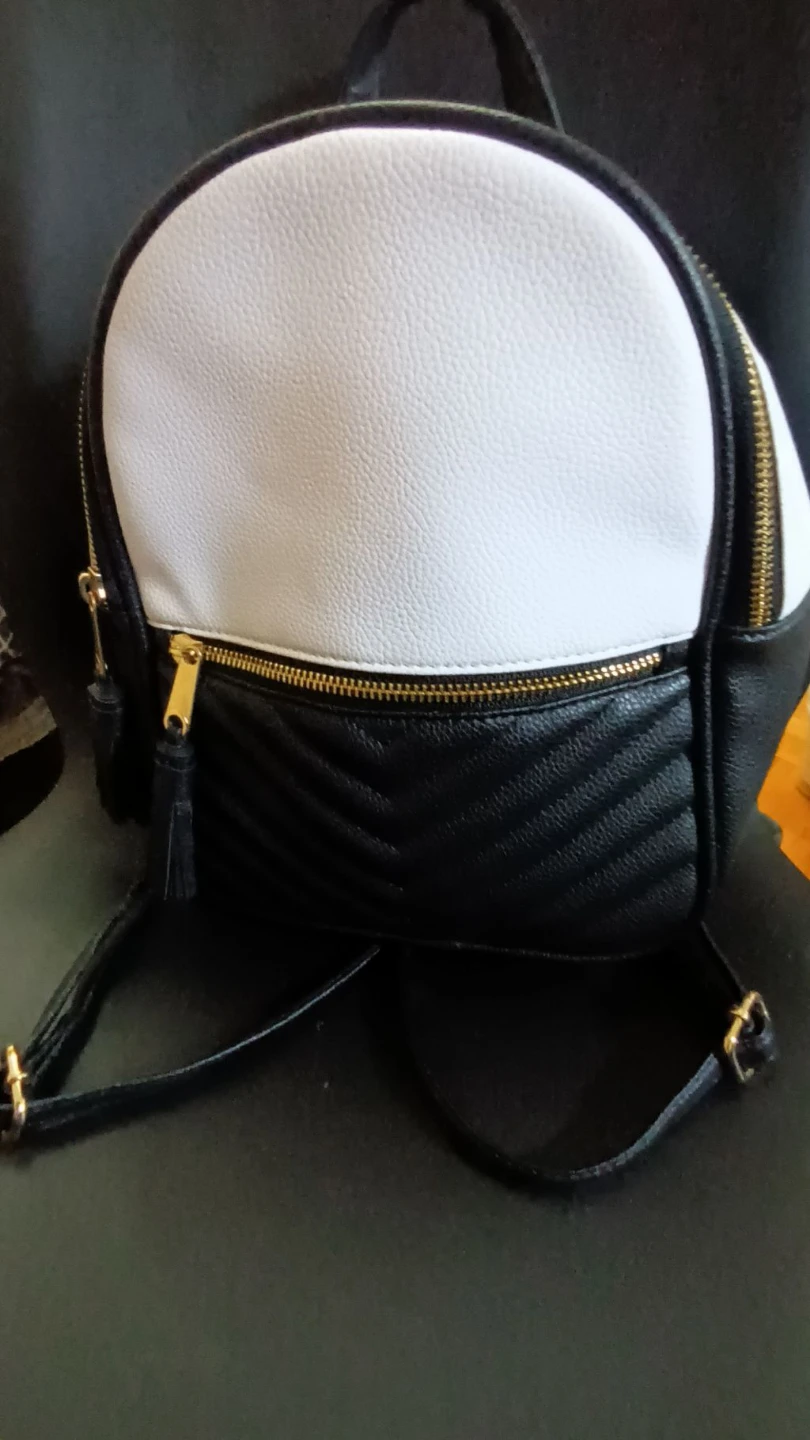 White and Black Mini Backpack