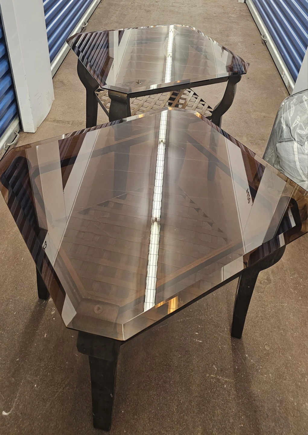 Set of 2 Glass Top Side Tables - photo 2