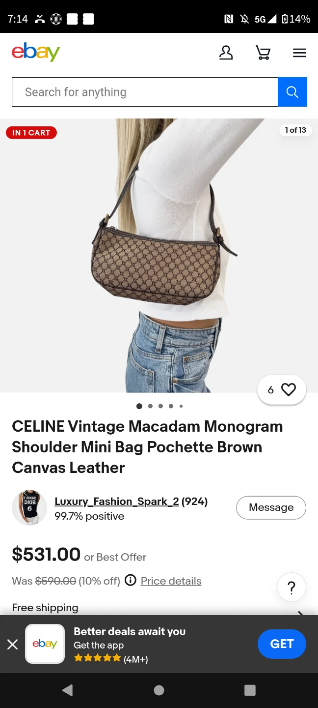 CELINE Vintage Macadam Monogram Shoulder Bag - photo 2