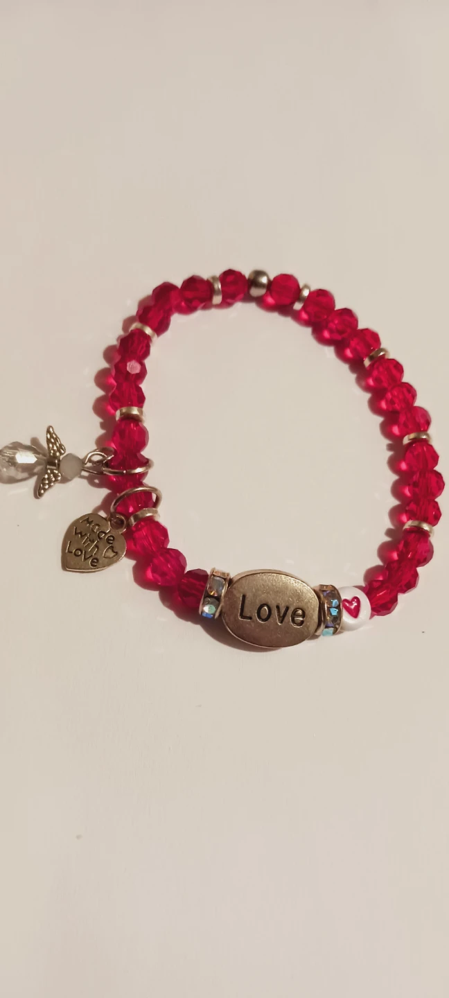 Beaded Bracelet with "Love" Charms