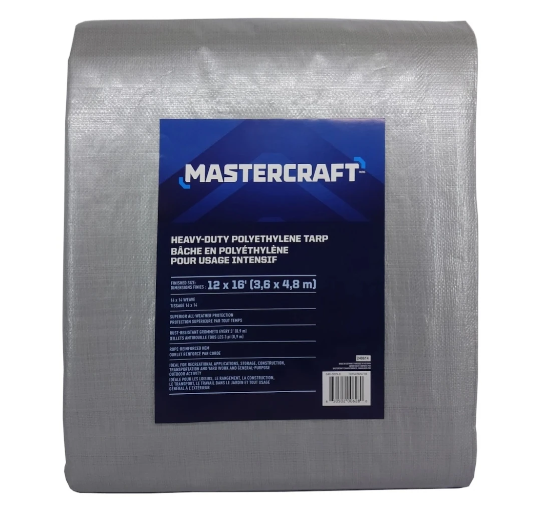 Mastercraft Premium Heavy Duty Tarp, Waterproof, 12-ft x 16-ft,