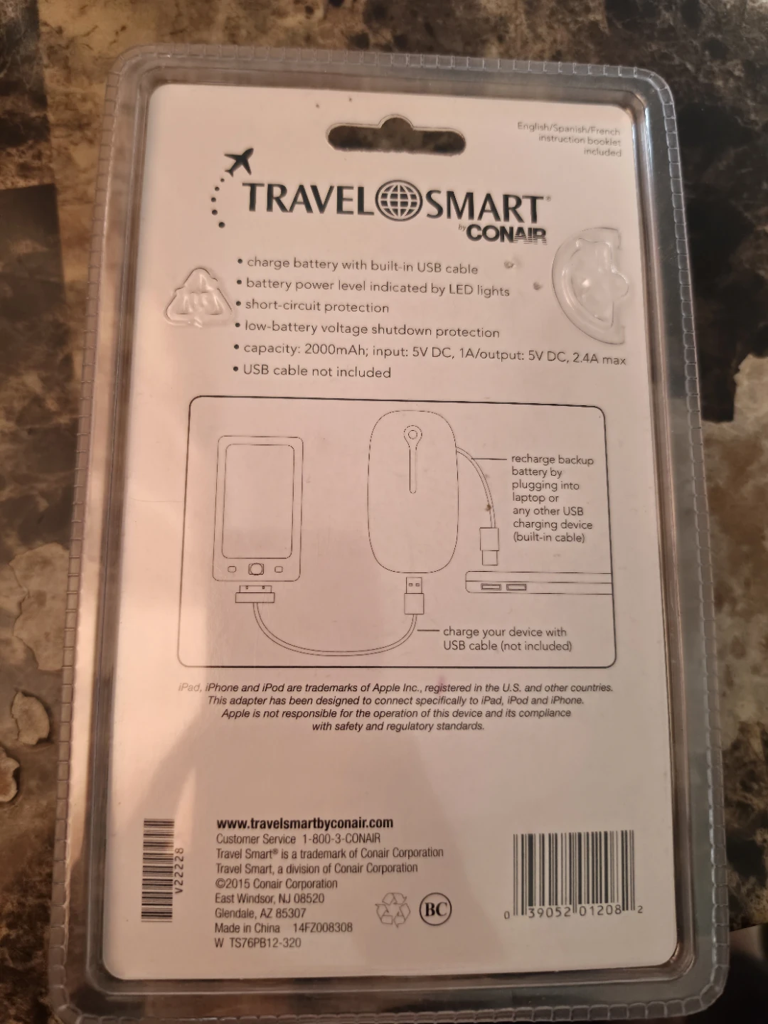 Brand New Conair TravelSmart Slim Backup Battery $10 - photo 2