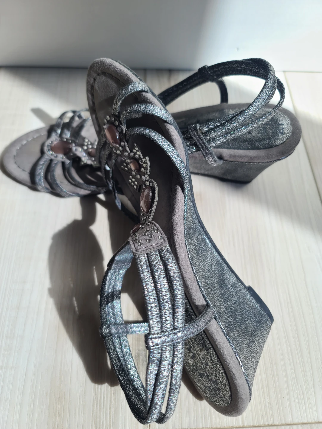 New York Transit Embellished Wedge Sandals - photo 3