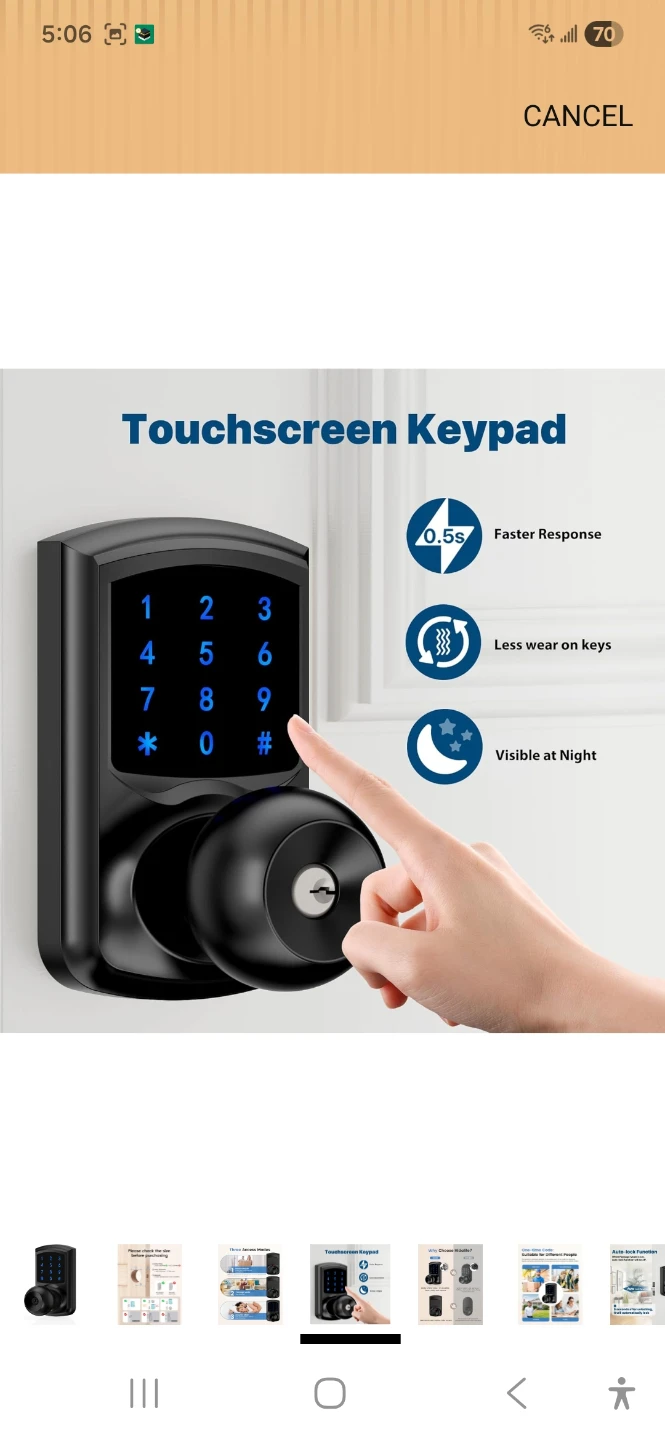 Black Digital Door Lock with Touchscreen Keypad - photo 4