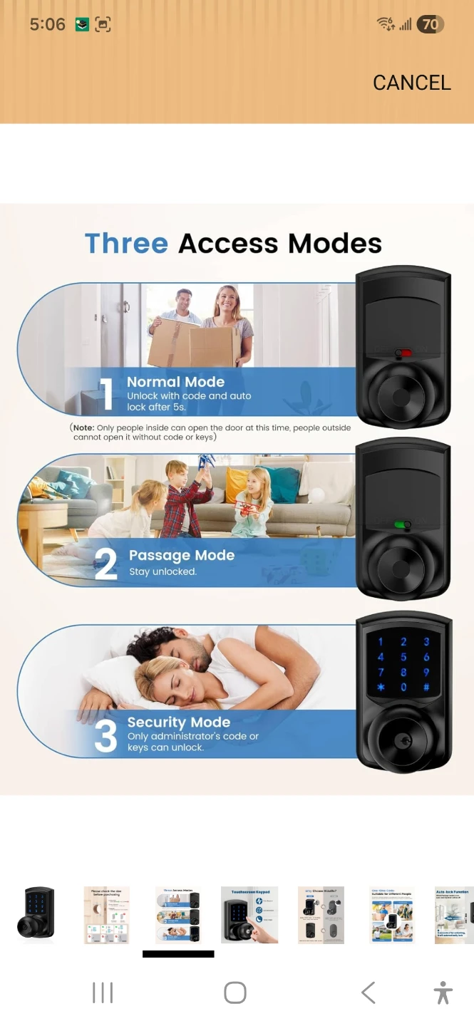 Black Digital Door Lock with Touchscreen Keypad - photo 5