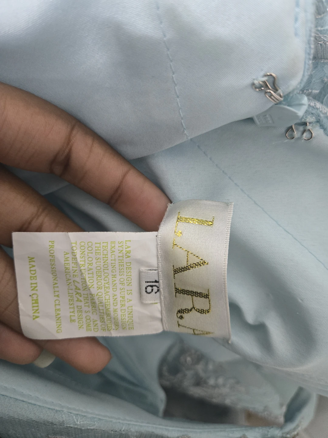 Lara Design Light Blue Beaded Prom Dress Size 16 - photo 2